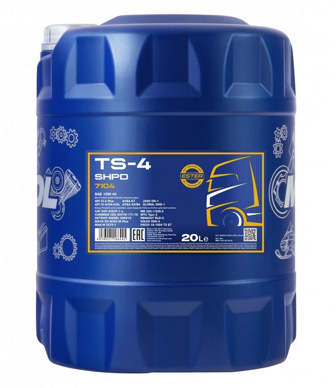 Motorolaj 15W-40 20L MANNOL TS-4 SHPD 15W-40 Extra 7104