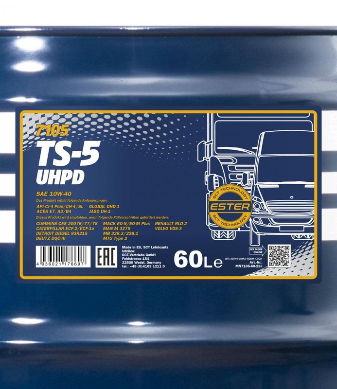 Motorolaj 10W-40 60L MANNOL TS-5 UHPD 10W-40 7105