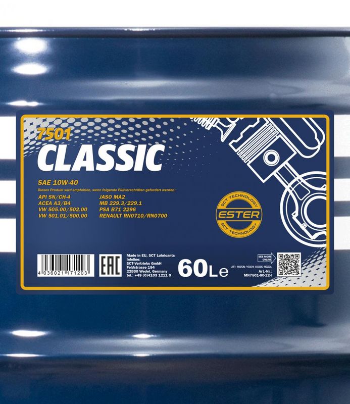 Motorolaj 10W-40 60L MANNOL Classic 10W-40 7501