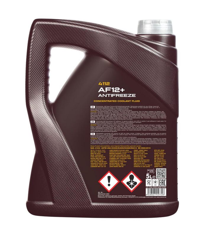 Fagyálló folyadék piros 5L MANNOL Antifreeze AF12+ Longlife 4112